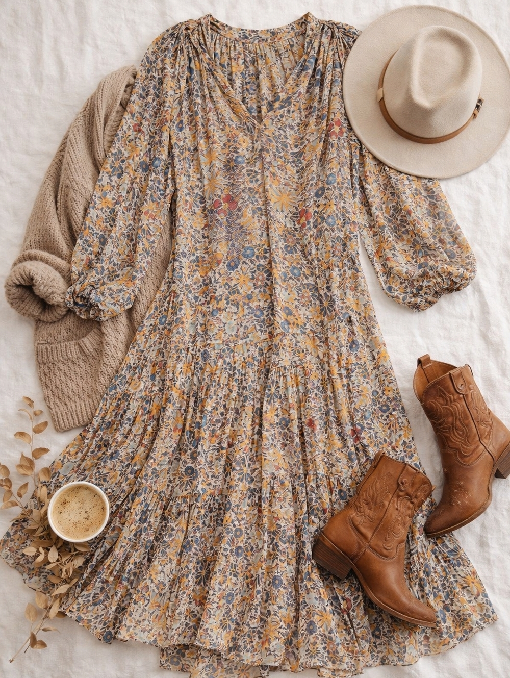 Free People Feelin Groovy Maxi Dress Boho Floral Sheer Tiered Prairie Midi M - Picture 3 of 10